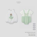 Set 2 bodysuit cộc tay xanh lá Nous Premium ( caro )