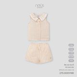 Bộ cộc ba lỗ kẻ caro be Nous Premium