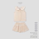 Bộ ba lỗ quần xòe kẻ caro be Nous Premium