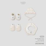 Set phụ kiện 4 món be in họa tiết NB Nous ( hoạ tiết hoa )