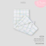 Khăn đa năng muslin 6 lớp họa tiết kẻ xanh Nous