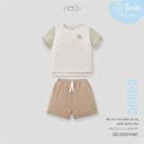 Bộ cộc chui đầu áo be phối quần nâu Nous Petit (Voi)
