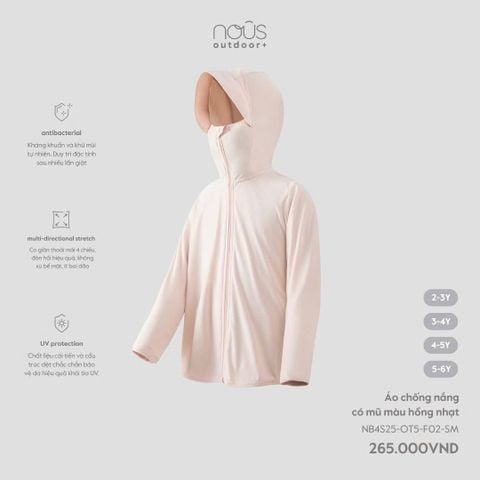 Áo chống nắng có mũ màu hồng nhạt Nous Outdoor+ ( 2025 )