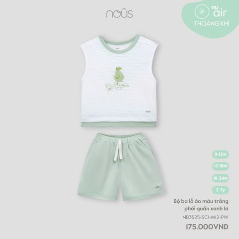 Bộ ba lỗ áo màu trắng phối quần xanh lá Nous Air ( Lê )