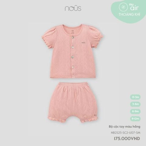 Bộ cài thẳng cộc tay màu hồng Nous Air (Tay bồng)