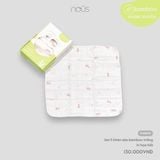 Set 5 khăn sữa bamboo trắng hoạ tiết thỏ hồng Nous