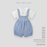 Bộ quần yếm màu xanh và áo cộc tay màu trắng Nous Petit à petit
