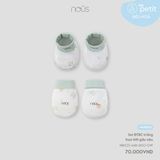 Set BTBC trắng họa tiết gấu nâu NB Nous Petit ( viền xanh lá )