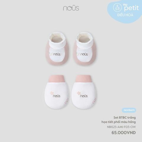 Set BTBC trắng họa tiết phối màu hồng NB Nous Petit ( Octopus )
