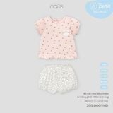 Bộ cộc chui đầu chấm bi hồng phối chấm bi trắng Nous Petit