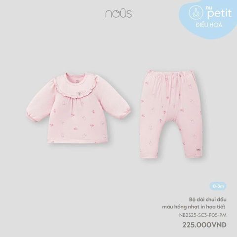 Bộ dài chui đầu màu hồng nhạt in hoạ tiết Nous Petit ( cherry )