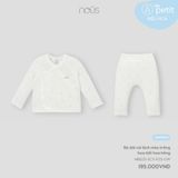 Bộ dài cài lệch màu trắng họa tiết hoa hồng NB Nous Petit