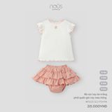 Bộ cộc tay áo trắng phối quần giả váy màu hồng Nous Premium ( thêu thỏ )