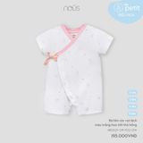 Body liền cộc vạt lệch màu trắng họa tiết thỏ hồng Nous Petit