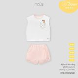 Bộ ba lỗ áo trắng phối màu cam Nous Doux (giraffe)