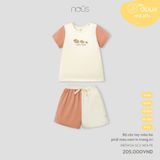 Bộ cộc tay màu be phối màu cam in trang trí Nous Doux ( cappybara )