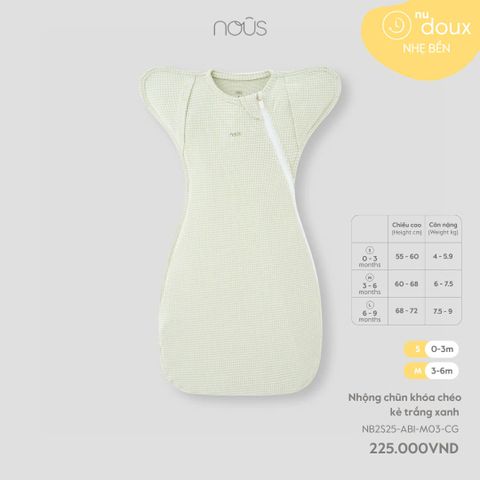 Nhộng chũn khoá chéo kẻ trắng xanh lá Nous Doux