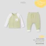 Bộ cài thẳng dài màu xanh lá phối trắng NB Nous Doux