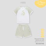 Bộ cộc cài vai trắng phối kẻ caro xanh Nous Doux ( Quả lê )