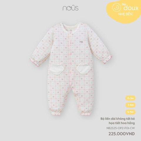 Body liền dài không tất kẻ họa tiết hoa hồng Nous Petit ( caro )