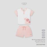 Bộ cộc áo trang trí hình thỏ phối quần hồng nhạt Nous Premium