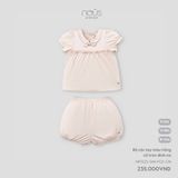 Bộ cộc tay màu hồng cổ tròn đính nơ Nous Premium