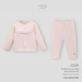 Bộ dài tay màu hồng kèm yếm kẻ caro NB Nous Premium