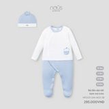 Body liền dài tất kèm mũ tròn Nous Premium ( xanh trắng )