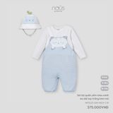 Set bộ quần yếm màu xanh áo dài tay trắng kèm mũ Nous Premium ( Mèo )