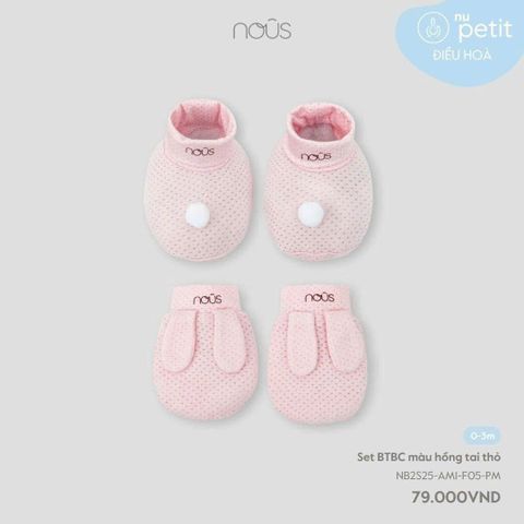 Set BTBC màu hồng tai thỏ Nous 0M
