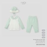 Set bộ dài tay màu xanh kèm mũ rộng vành Nous Premium