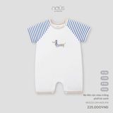 Body liền cộc màu trắng phối kẻ xanh Nous Premium ( cún thuỷ thủ )