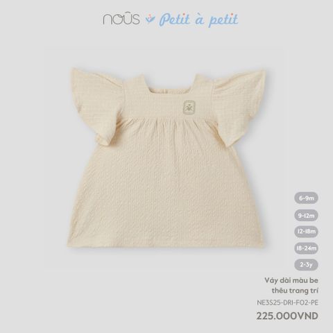 Váy dài màu be thêu trang trí Nous Petit à petit ( thêu hoa )