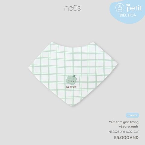 Yếm tam giác trắng kẻ caro xanh Nous Petit ( Gấu )