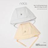 Set 2 mũ bonnet buộc dây kẻ vàng và xanh Nous