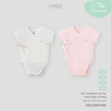 Set 2 bodysuit cộc tay màu trắng và hồng Nous Air