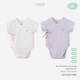 Set 2 bodysuit cộc Nous Air màu trắng phối màu tím