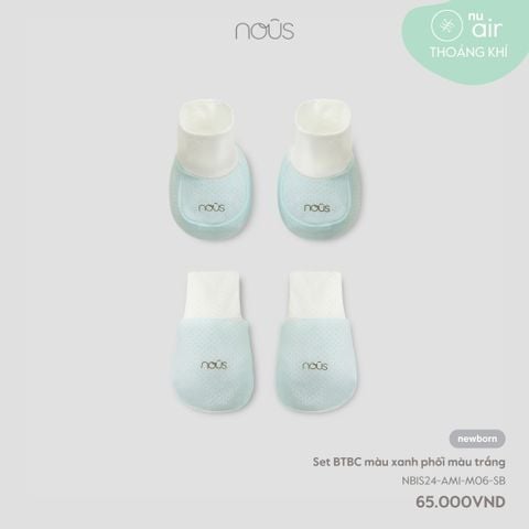 Set bao tay bao chân màu xanh phối màu trắng Nous Air NB