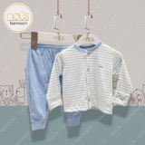 Bộ newborn Nous pettit kẻ xanh trắng