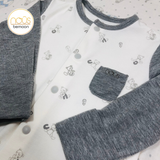 Nous body newborn trắng ghi có hoạ tiết