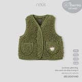 Gile lông Nous Thermo màu xanh rêu thêu trang trí ( gấu )