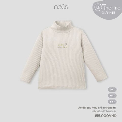 Áo cổ 5cm dài tay Nous Kid màu ghi in trang trí ( Small Tornado )