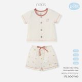 Bộ cài thẳng cộc Nous Petit màu trắng hình quả dâu cam