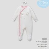 Body liền dài Nous Petit màu trắng in hình thỏ NB