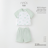Bộ cộc cài vai Nous Kid trắng in máy bay phối quần xanh