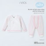 Bộ cài lệch Nous Petit màu trắng phối kẻ hồng nhạt NB ( Hình thỏ )