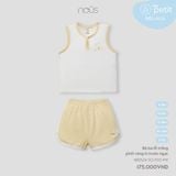 Ba lỗ Nous Petit trắng phối vàng in trước ngực