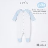 Bộ body Nous Petit liền dài có tất màu trắng phối xanh NB