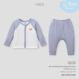 Bộ cài thẳng dài Nous Petit trắng phối xanh in hình con cua NB