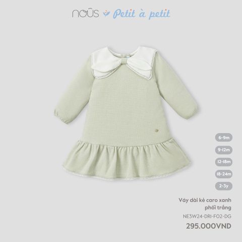 Váy dài Nous Petit à petit kẻ caro xanh lá phối trắng